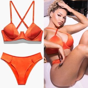 Savage x Fenty Orange Satin Bra Set